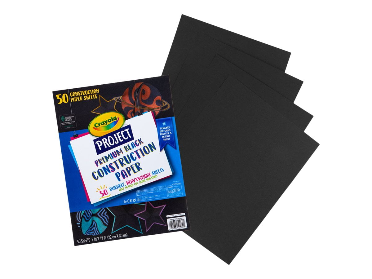 Crayola Project Premium Black Construction Paper, 50 Sheets