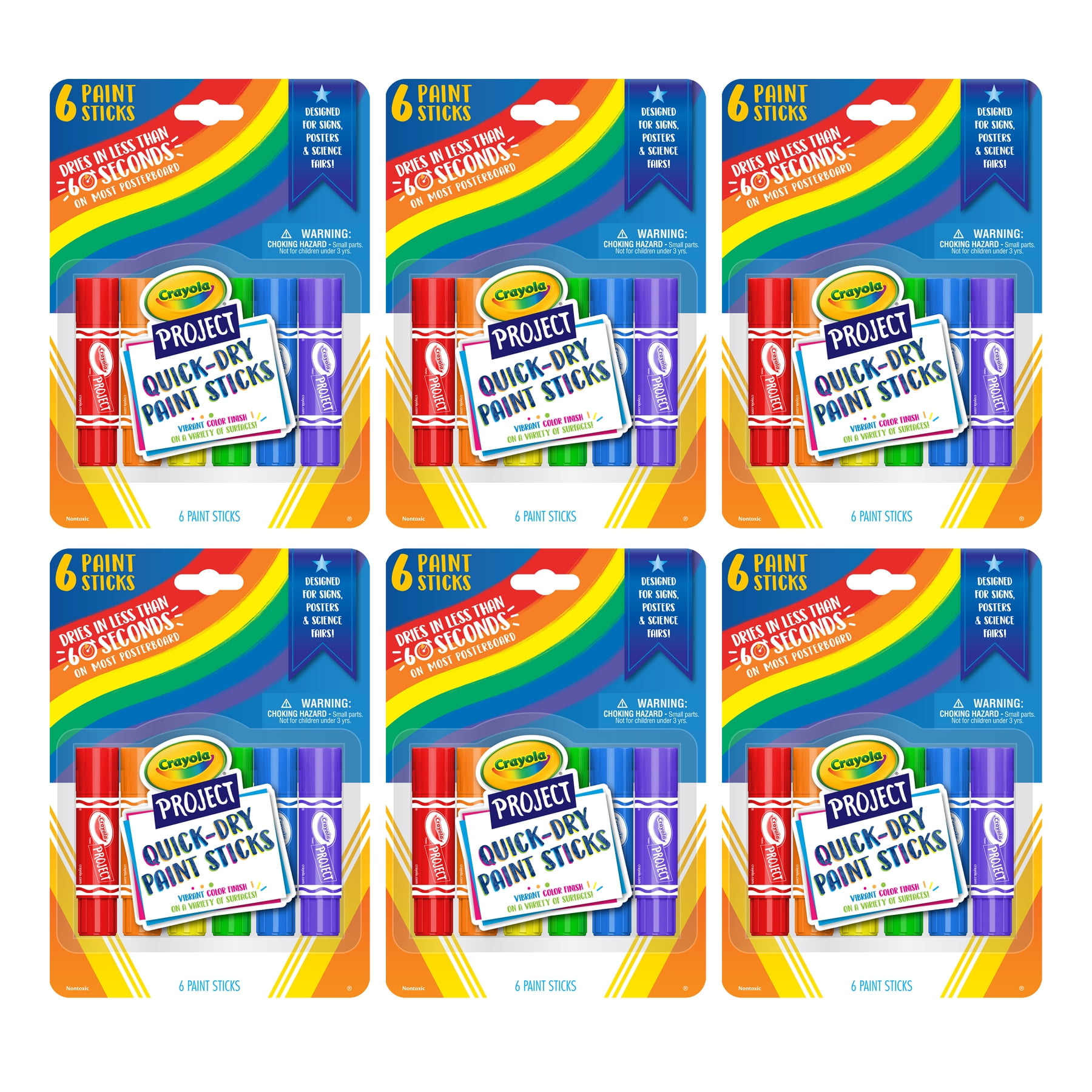Crayola Project Quick-Dry Paint Sticks, 6 Per Pack, 6 Packs