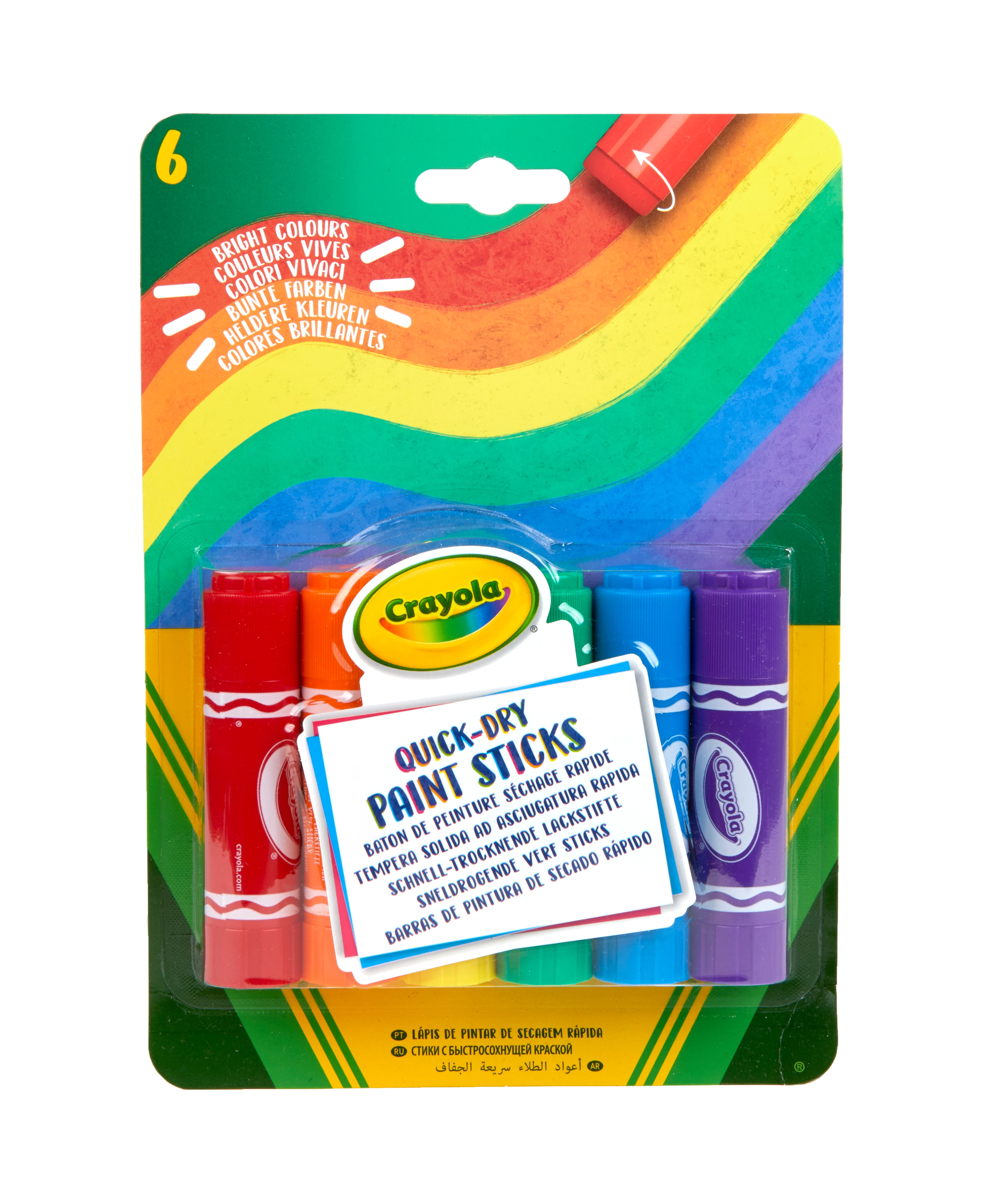 Crayola Project Quick Dry Paint Sticks, Assorted Colors, Child, 6 Count 