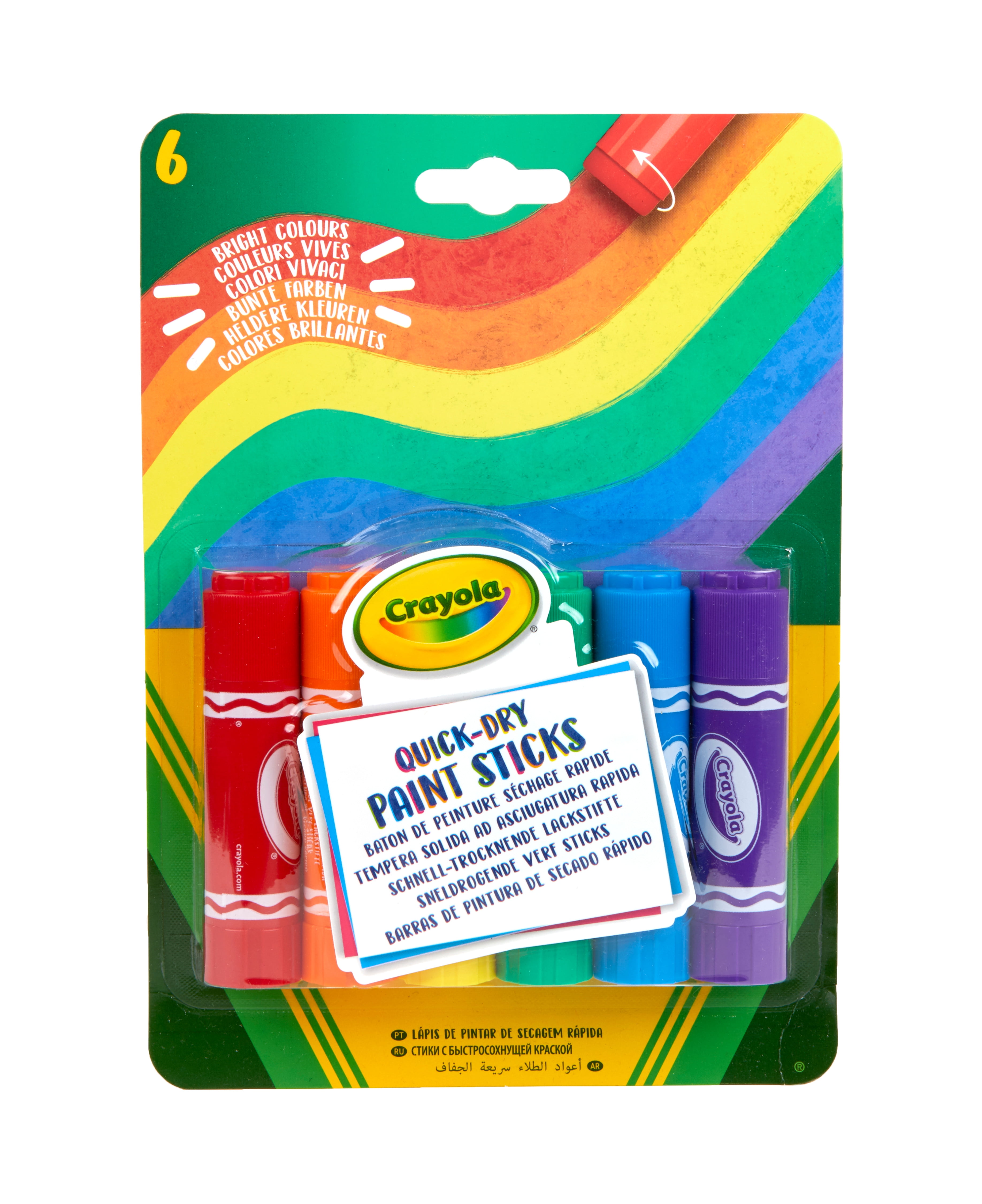 Crayola Project Quick Dry Paint Sticks, Assorted Colors, Child, 6 Count