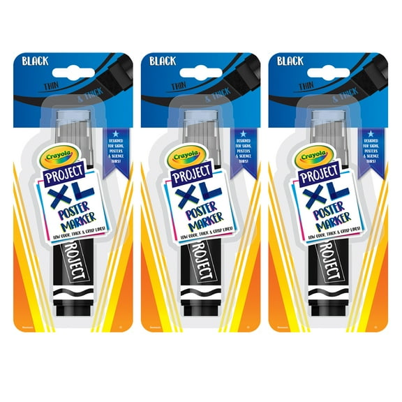 Crayola Project XL Poster Marker, Black, Single, Pack of 3