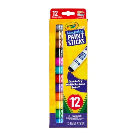 Crayola Quick Dry Paint Sticks, 12 Ct, Washable Paint Set for Kids, School Supplies for Teachers, Arts and Crafts Supplies, Gift, Ages 3+