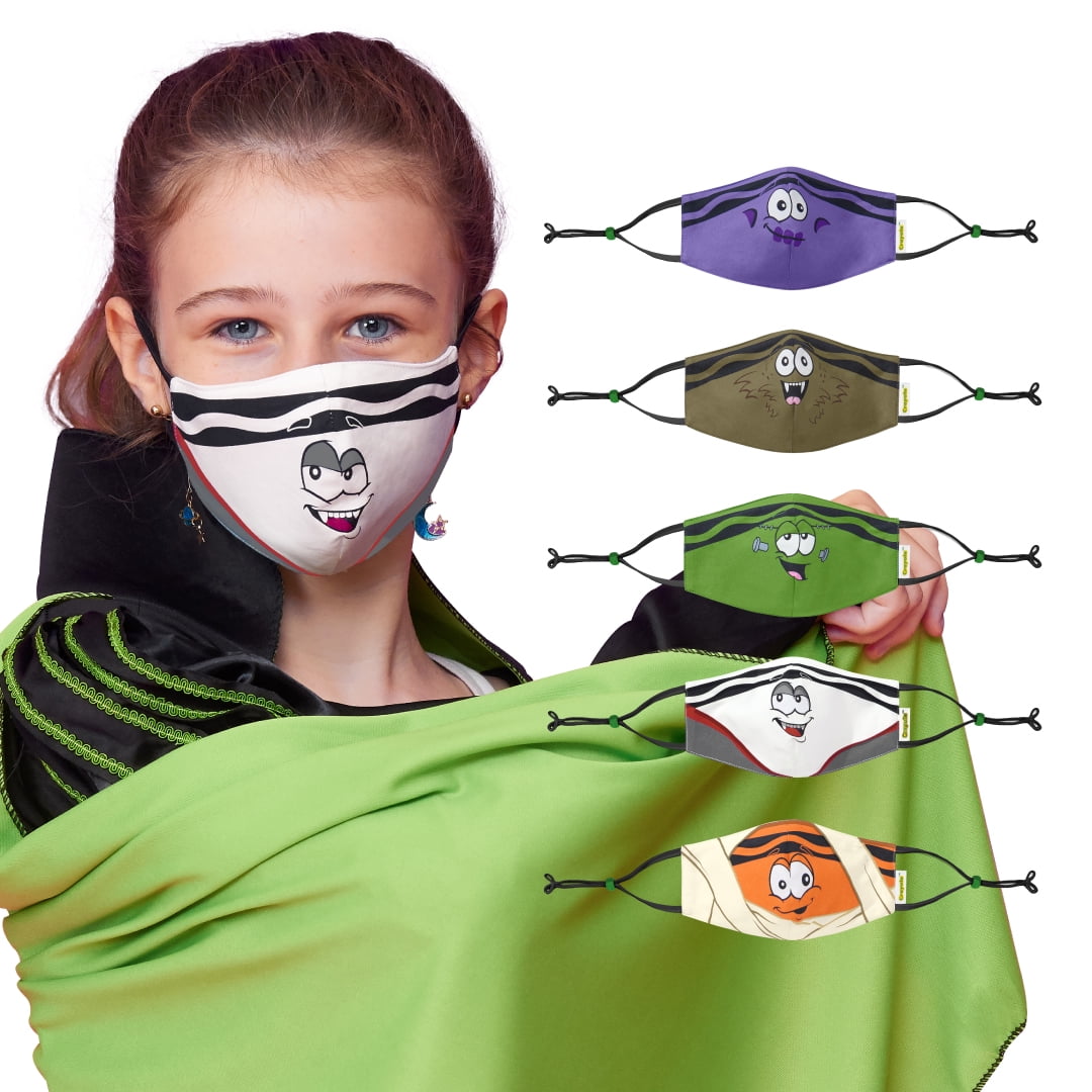Crayola Reusable Cloth Kids Face Mask Set, Halloween Tip™ Faces