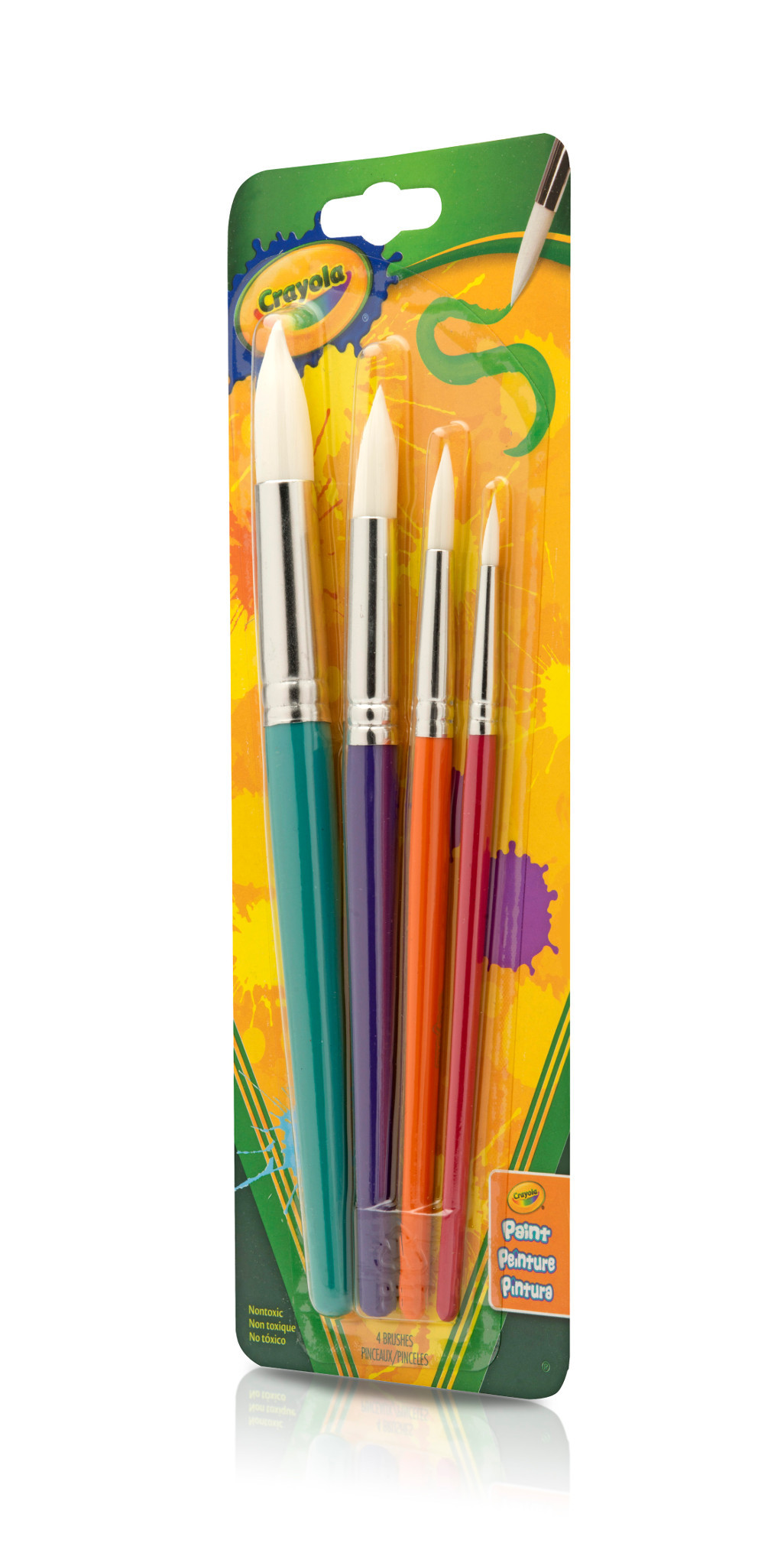 Crayola Round Soft Bristle Paint Brush Set, Multi Sizes, 4 Ct