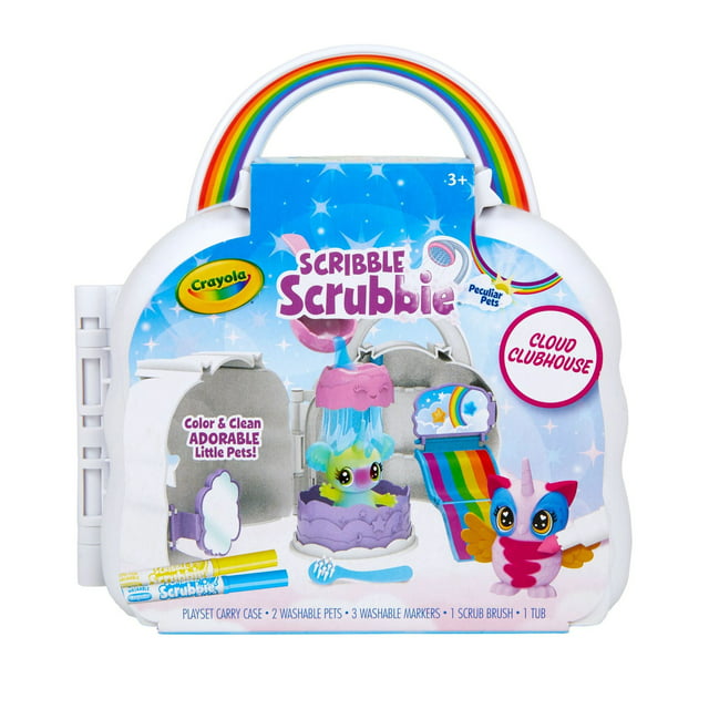 Crayola Scribble Scrubbie Cloud Clubhouse, Coloring Toys, Gifts, Beginner Unisex Child, 8 Pcs