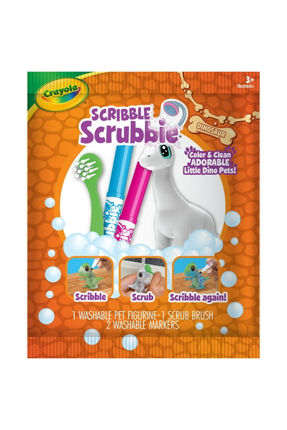 Scribble Scrubbie Dino Pets, 1 Ct, Easter Basket Essentials, Dinosaur Animal Toys with Markers, Coloring Easter Gift for Kids, Ages 3+