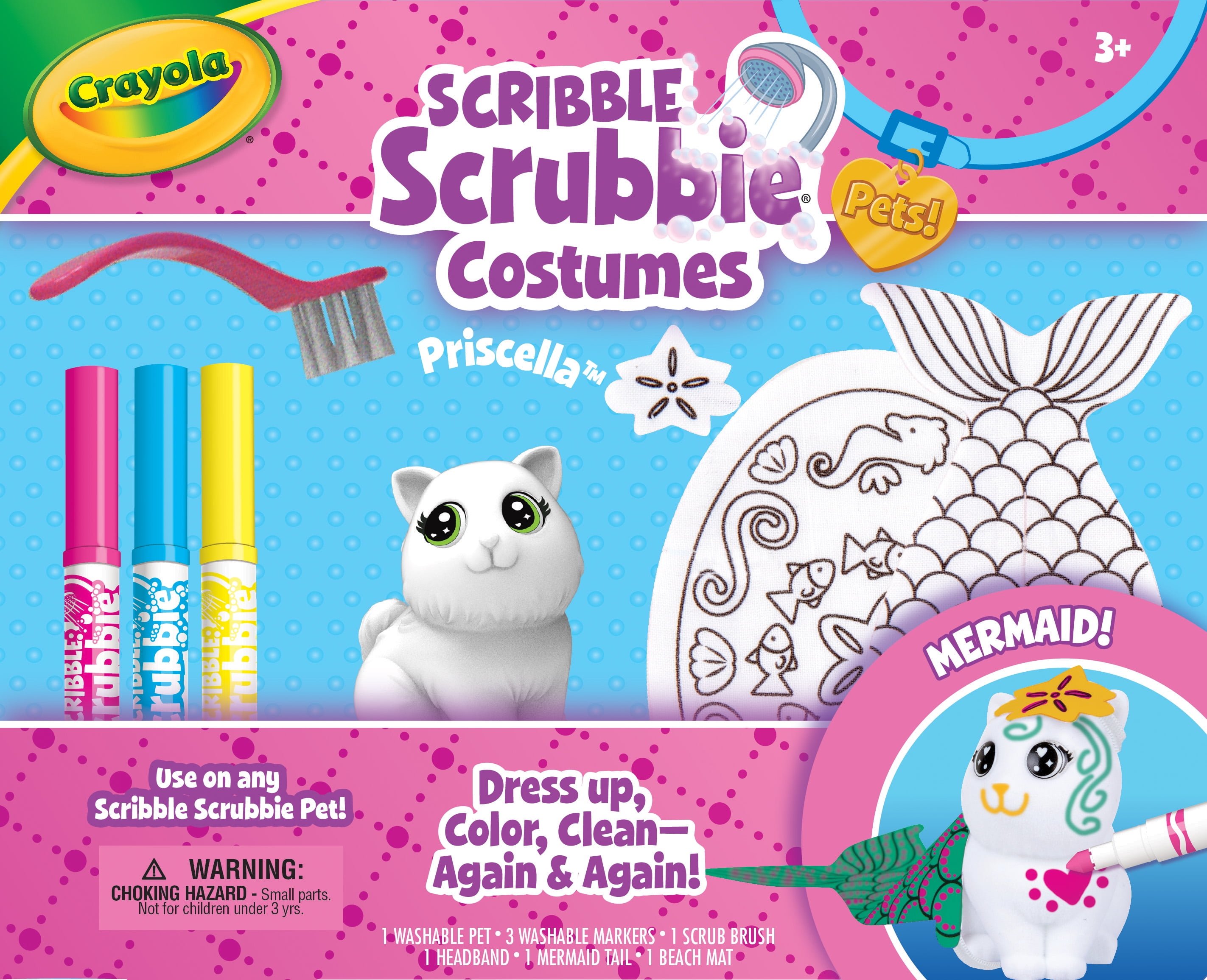 Crayola Scribble Scrubbie Mermaid Costume Playset, Toy for Kids, 8 Pieces, Beginner Unisex Child