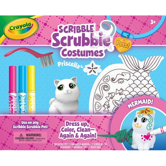 Crayola Scribble Scrubbie Mermaid Costume Playset, Toy for Kids, 8 Pieces, Beginner Unisex Child