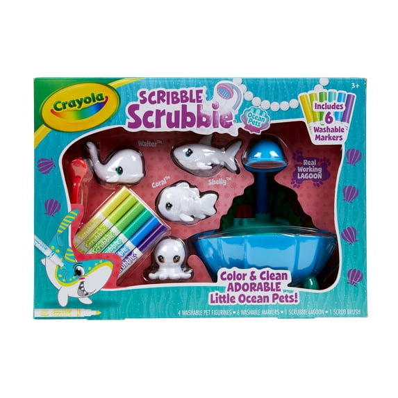 Crayola Scribble Scrubbie Ocean Lagoon Toy Set, Coloring Gift for Girls and Boys, Shark Toy for Kids, Arts & Crafts