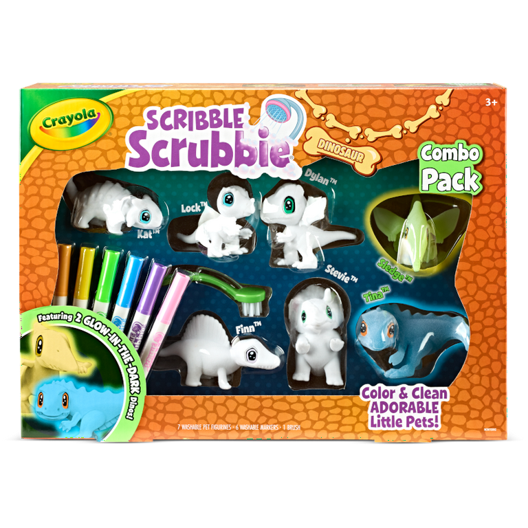 Crayola Scribble Scrubbie Pets Dinosaur Glow Combo Pack Kids Toys