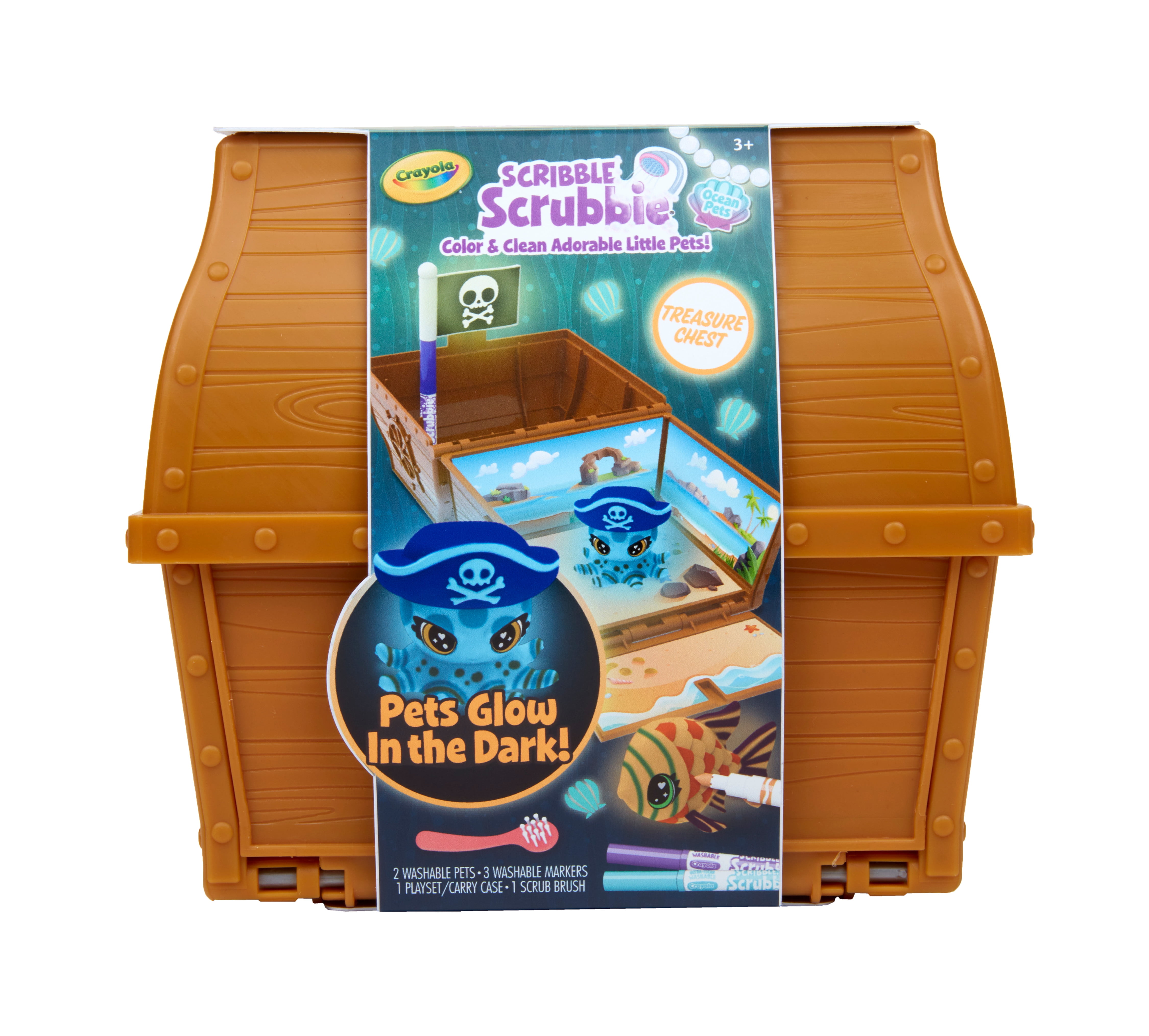 Crayola Scribble Scrubbie Pets Glow Ocean Chest, Assorted Colors, Beginner Unisex Child