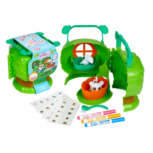 Crayola Scribble Scrubbie Pets Safari Treehouse Toy Set, Coloring Toys & Gifts, Beginner Unisex Child