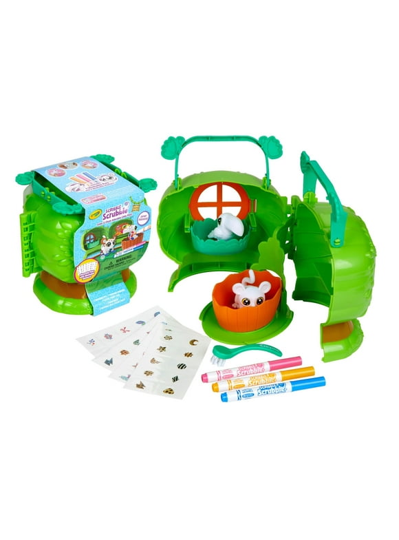 Crayola Scribble Scrubbie Pets Safari Treehouse Toy Set, Coloring Toys & Gifts, Beginner Unisex Child