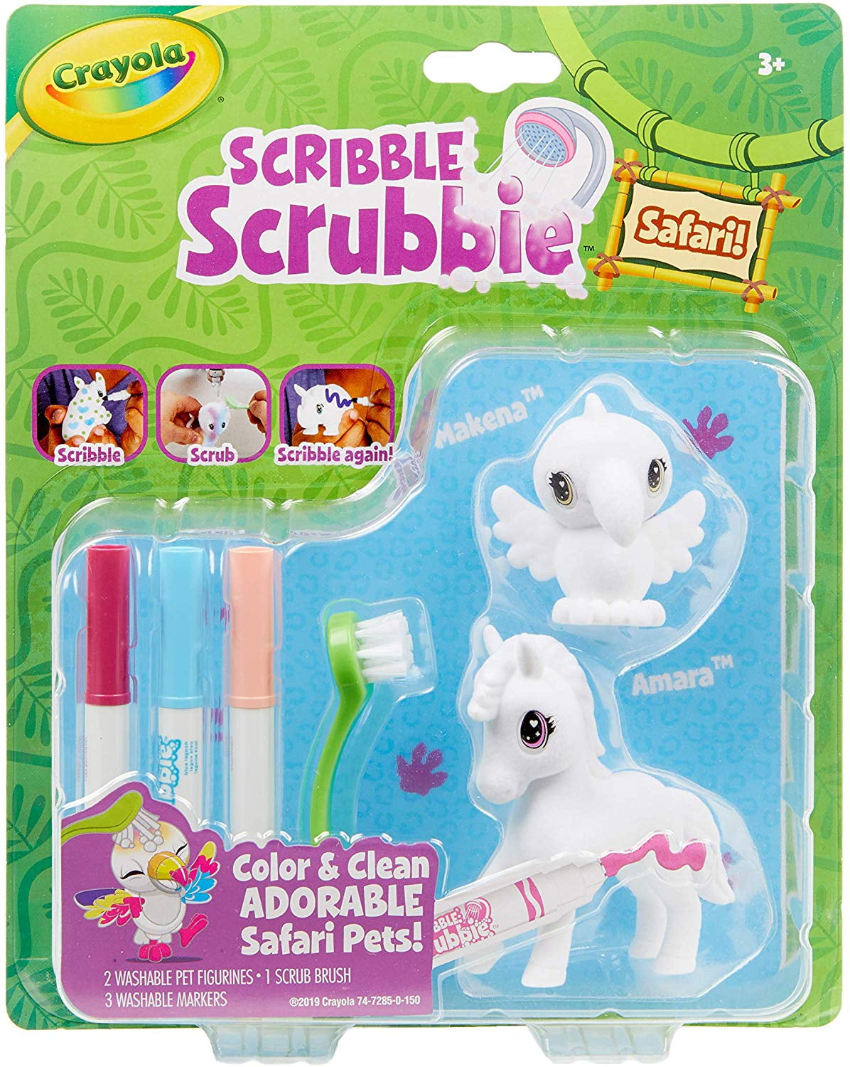 Crayola Scribble Scrubbie Safari Animals, Color & Wash 1ct, Gifts