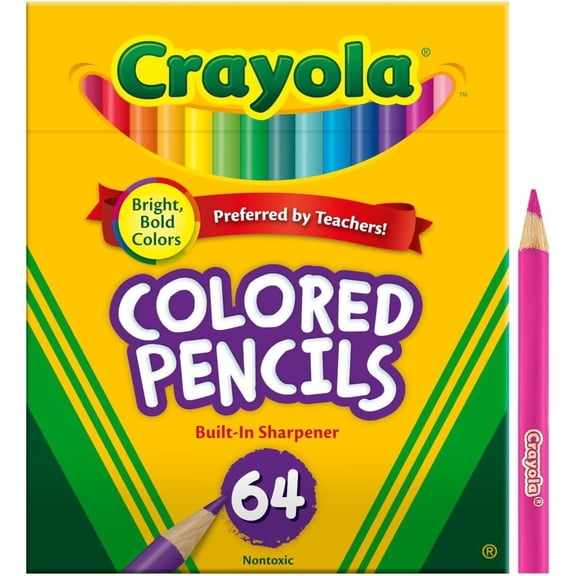 Crayola Short Colored Pencils, 64ct Pre-Sharpened, Vibrant Colors for Kids & Crafts