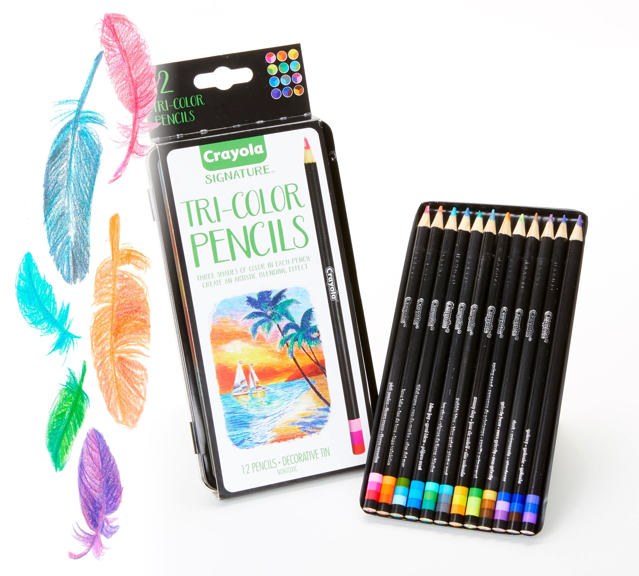 Crayola Signature TriColor Pencils, 12 Count 3 Colors in Each Pencil
