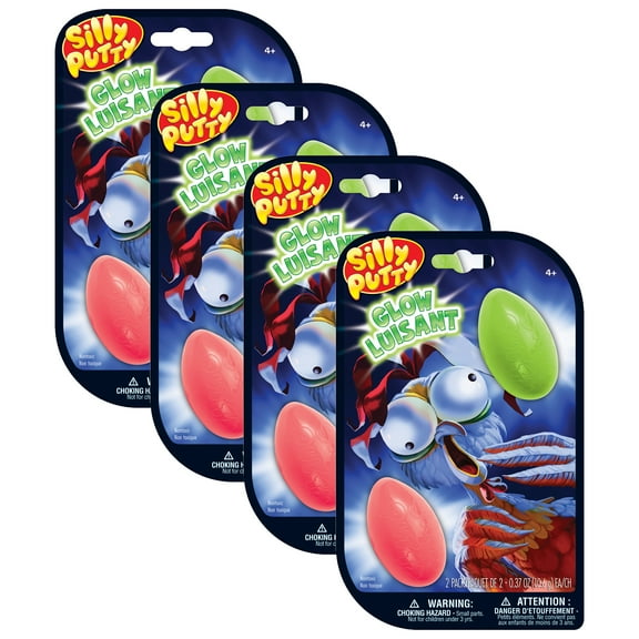 Crayola Silly Putty Glow Eggs, Assorted, 2 Per Pack, 4 Packs