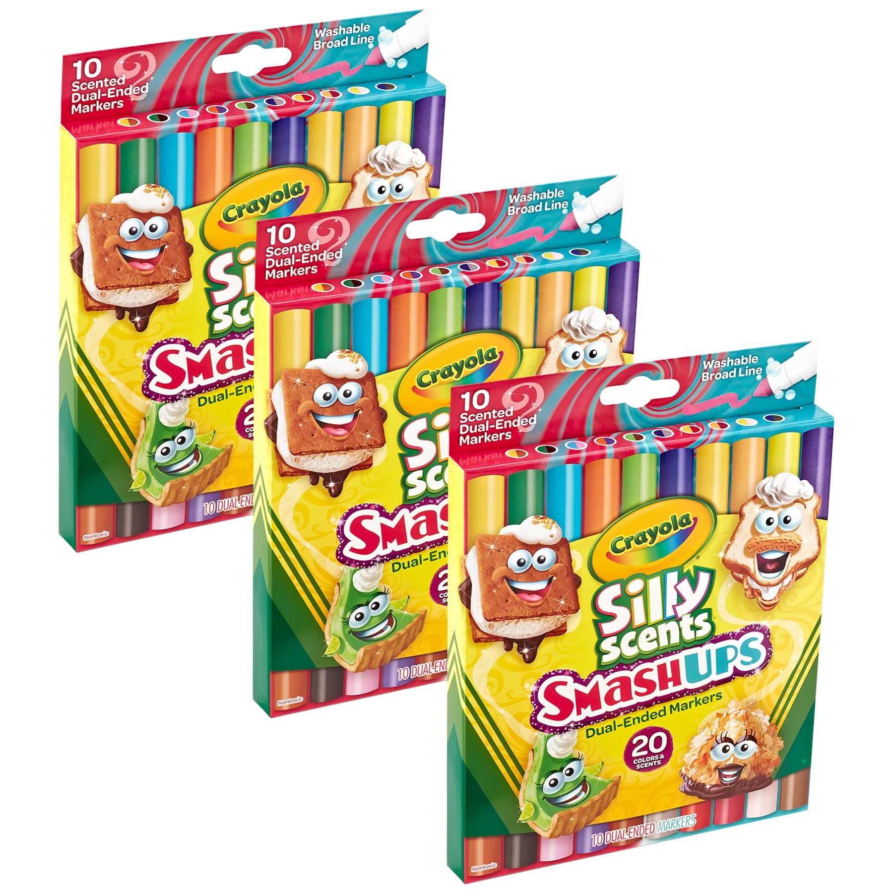 Crayola Silly Scents Smash Ups Dual-Ended Washable Markers, 10 Per