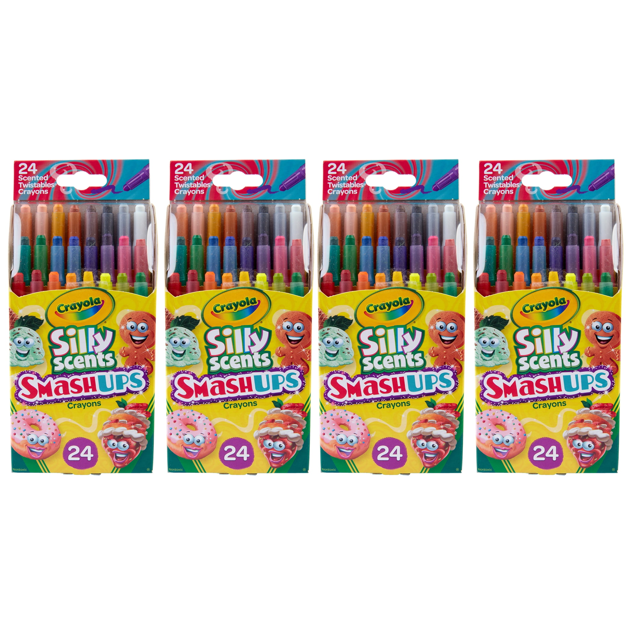 Crayola Silly Scents Smash Ups Mini Twistables Scented Crayons, 24 Per Pack, 4 Packs