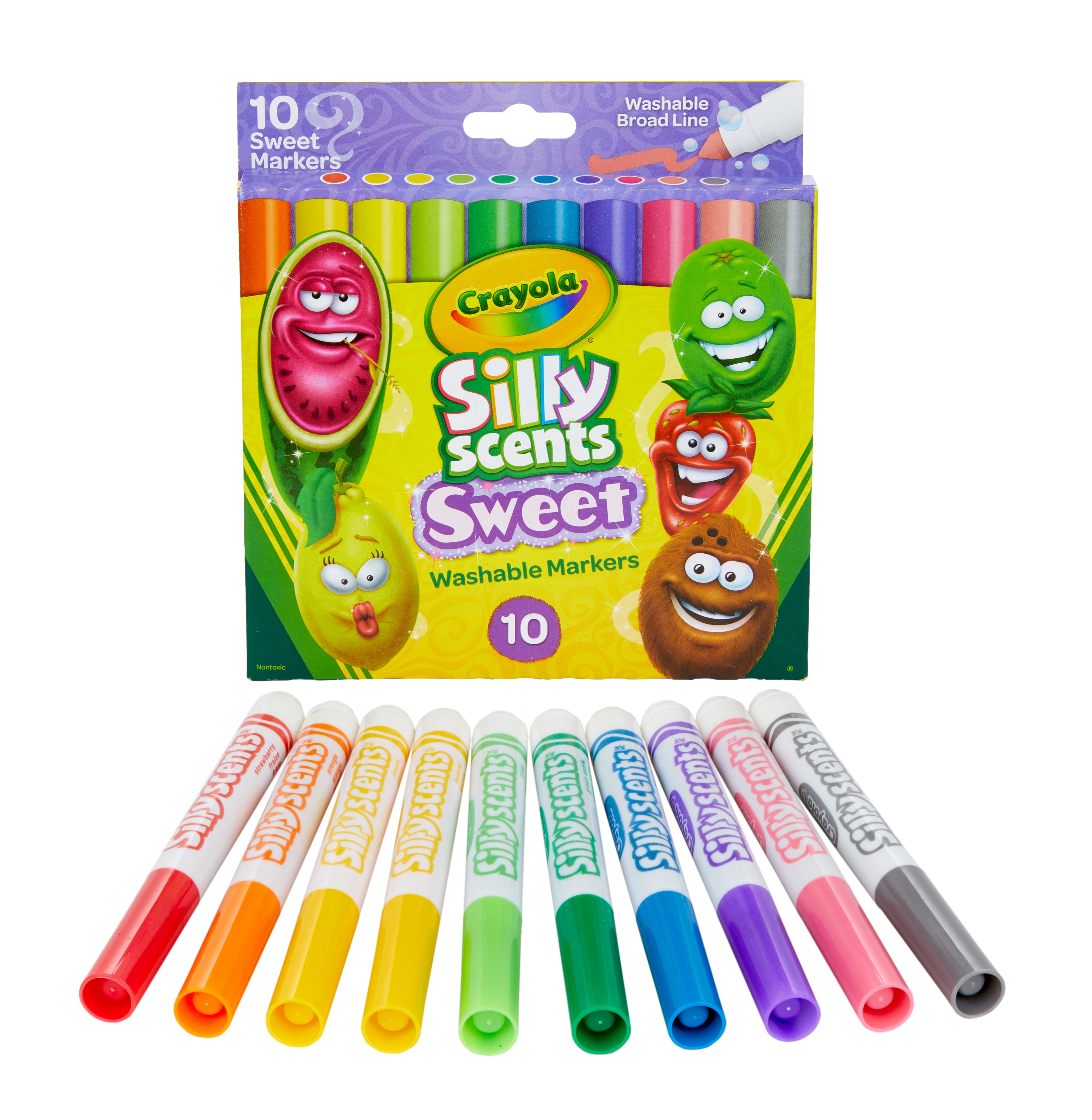 Crayola Silly Scents Sweet Washable Art Markers Broad Line, Child, 10 Pieces