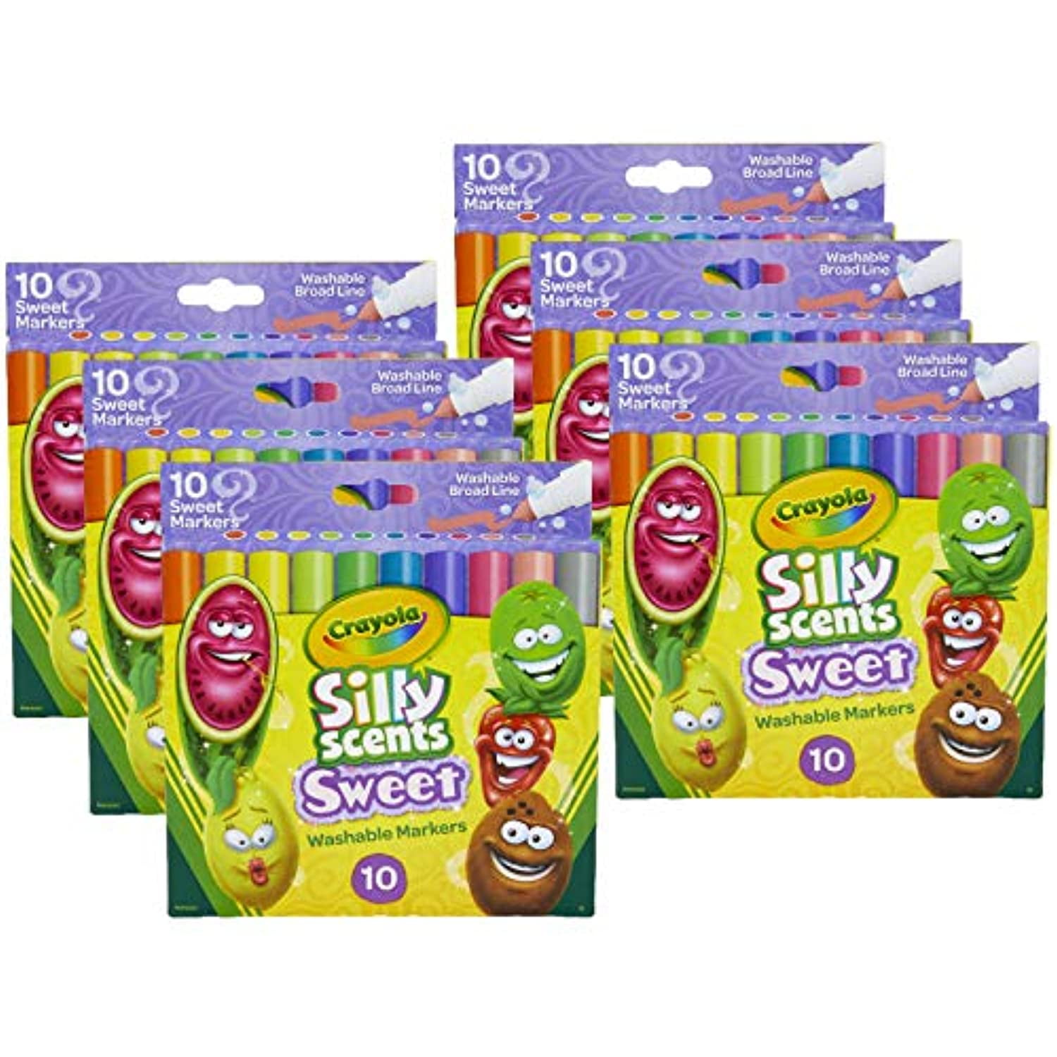 Crayola Silly Scents Sweet, Washable, Broad Line Markers, 10 Per