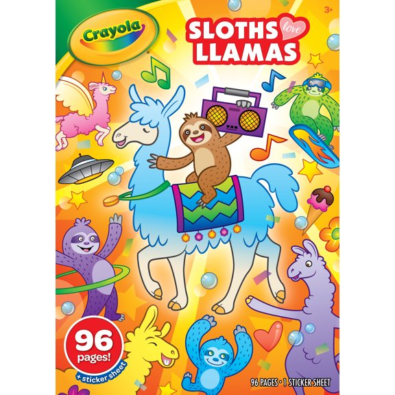 Crayola Sloths Love Llamas Coloring and Sticker Book, 96 Pages, Child