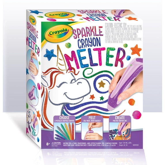 Crayola Sparkle Crayon Melter Art Set, Boys and Girls, Beginner Child, 14 Pieces