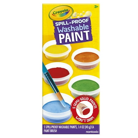 Crayola Spill Proof Paint Set, Washable Paint, Assorted Colors, Less Mess Paint for Toddlers