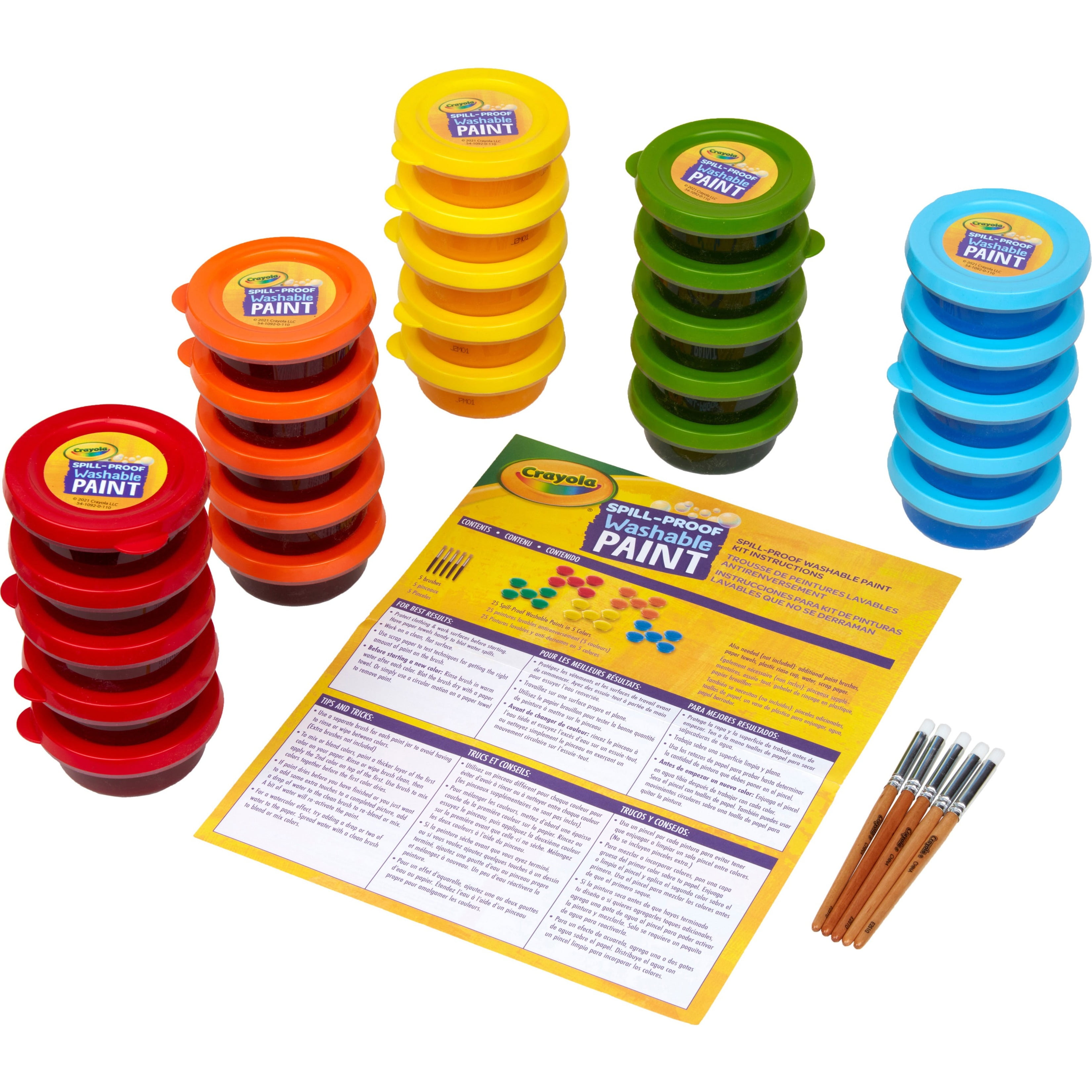 Crayola Spill-Proof Washable Paint Set with Brushes