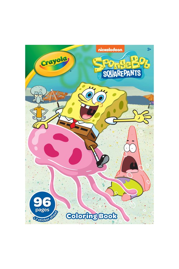 Spongebob Squarepants Coloring Book with Stickers, 96 Pages, Arts and Crafts, Travel Activity, Spongebob Gift for Kids, Ages 3+