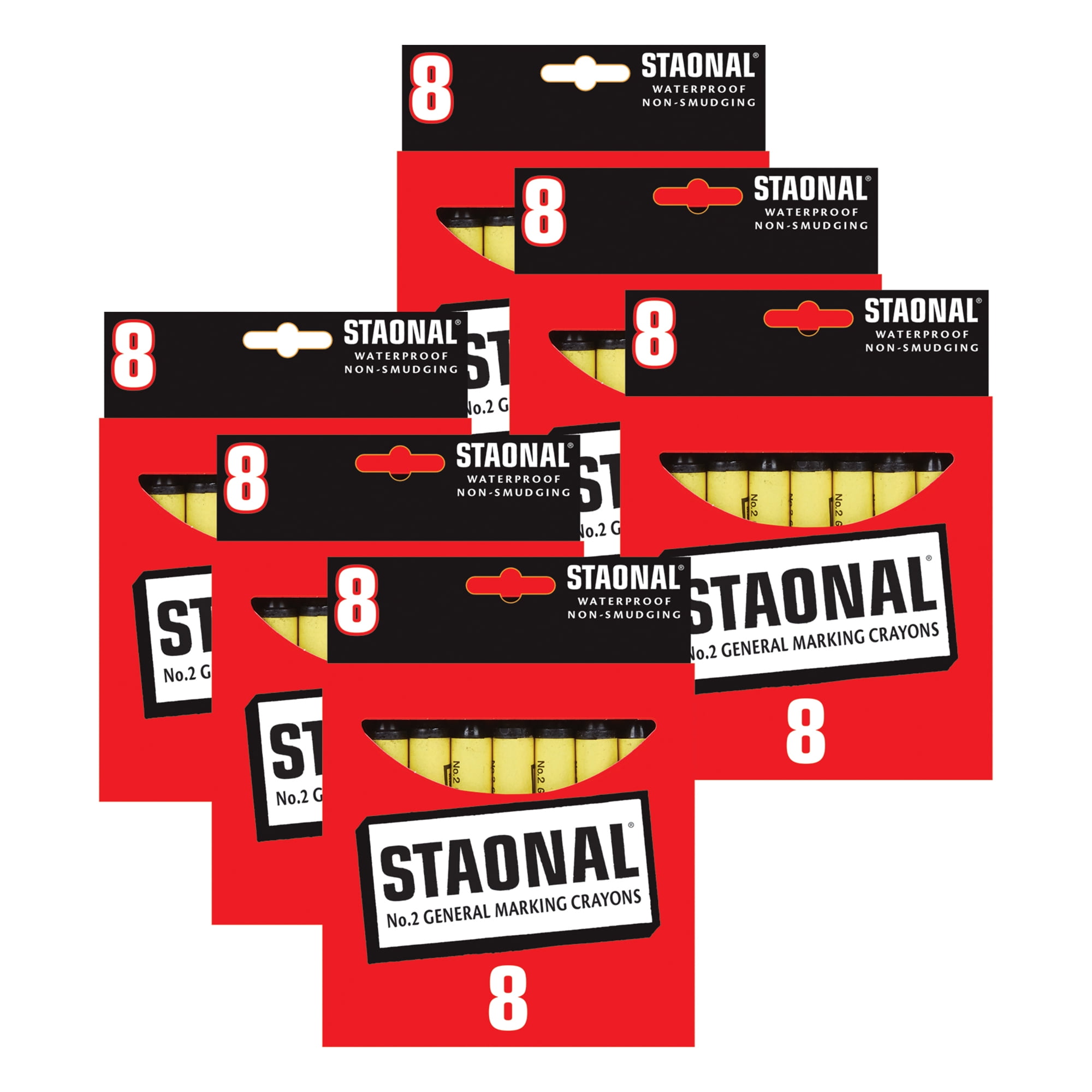 Crayola Staonal Marking Crayons, Black, 8 Per Pack, 6 Packs