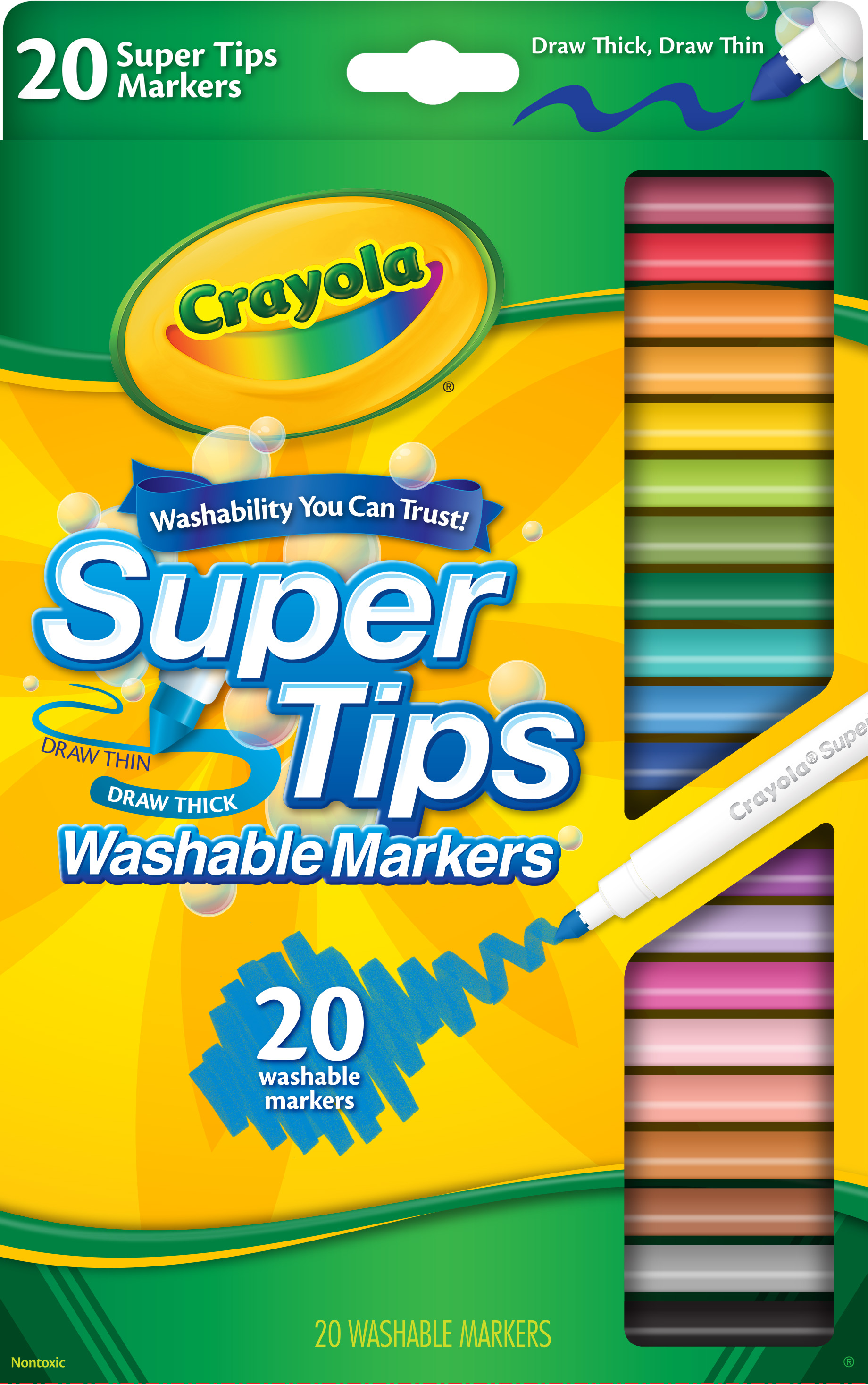 Crayola Super Tip Washable Marker Set, School Supplies for Teens, 20 Ct, Art Gifts, Child Ages 3+ - image 1 of 9