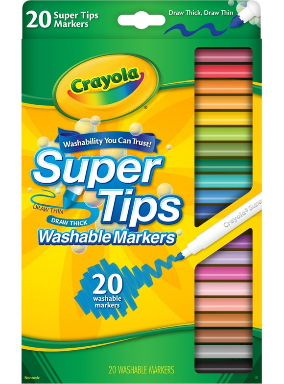 Crayola Super Tip Washable Marker Set, School Supplies for Teens, 20 Ct, Art Gifts, Child Ages 3+