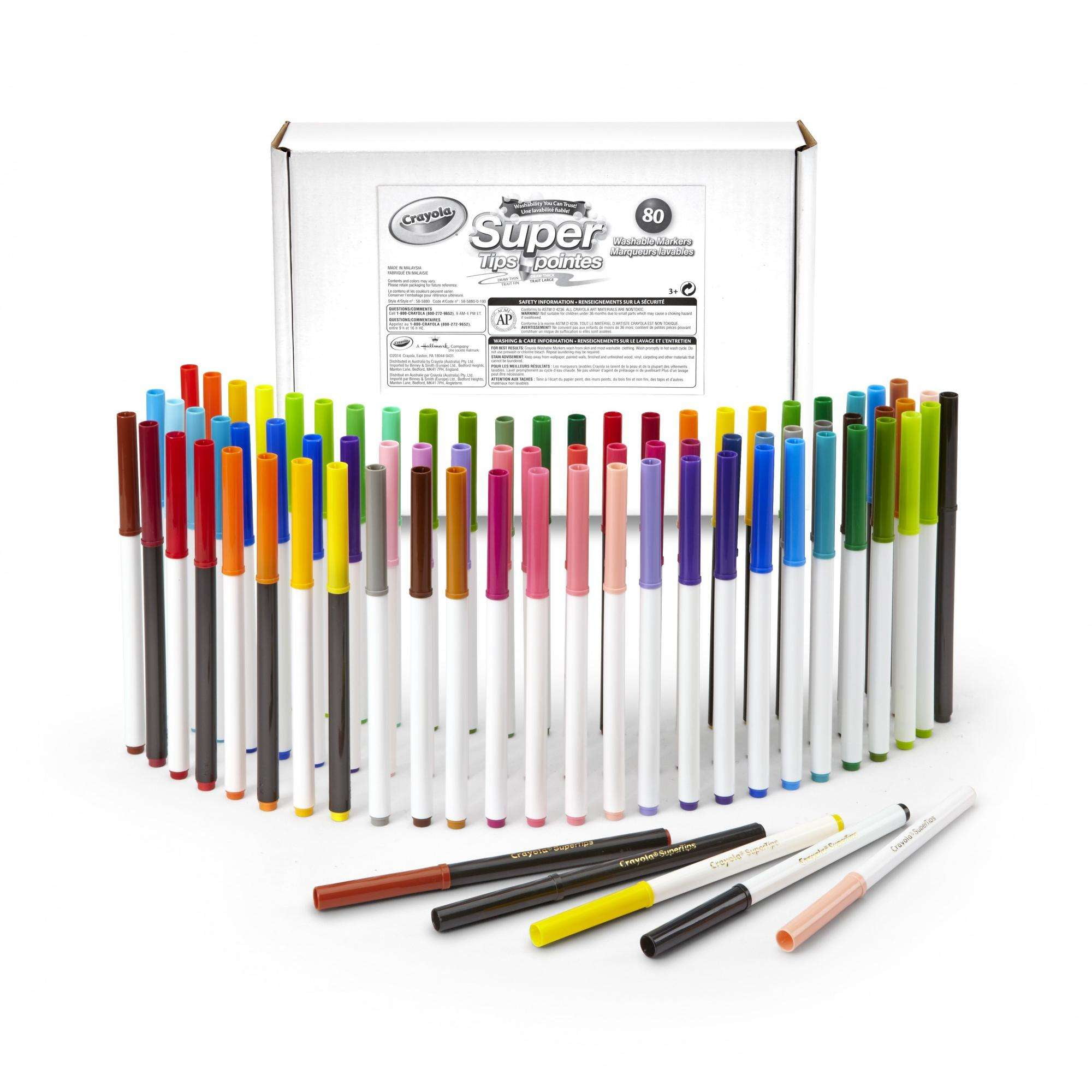 Crayola Super Tips Markers Set, Washable Markers, 80 Count