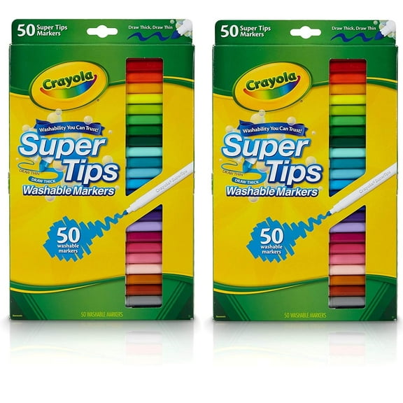 Crayola Super Tips Markers, Washable Markers, Gift, 50 Count-2 Pack