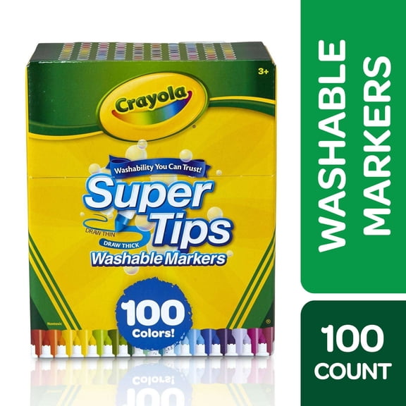 Crayola Super Tips Washable Markers, 100 Ct, Coloring Supplies, Classroom Must Haves, Holiday and Christmas Gifts for Kids and Teens, Ages 3+