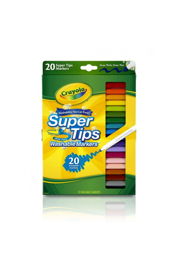 Super Tips Washable Markers for Kids, 20 Ct, School Supplies, Classroom Must Haves, Bullet Journaling, Gift for Kids, Ages 3+