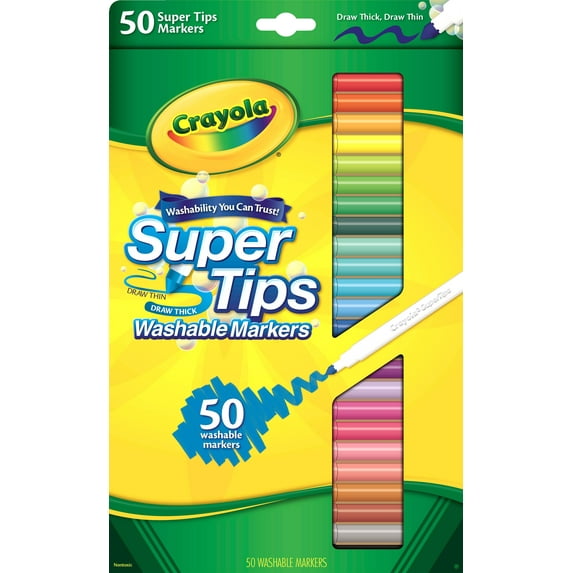 Crayola Super Tips Washable Markers for Kids, 50 Count, Arts and Crafts Supplies, Adult Coloring Markers, Classroom Must Haves, Gifts for Teachers and Kids, 3+