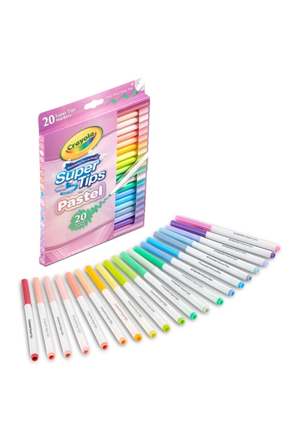 Supertips Pastel Markers, 20ct, Washable Markers, Cute School Supplies, Classroom Must Haves, Aesthetic Gift for Teachers and Kids, Ages 4+