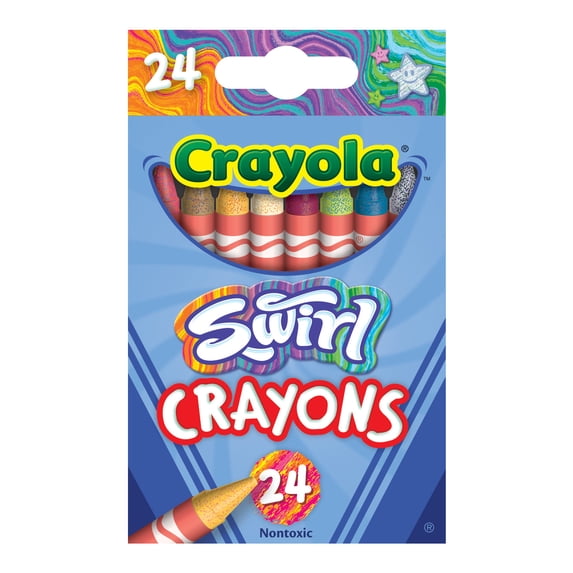 Crayola Swirl Crayons, 24 Ct, Multicolor Crayons, Easter Basket Essentials, Cute School Supplies, Easter Gift for Kids, Ages 3+