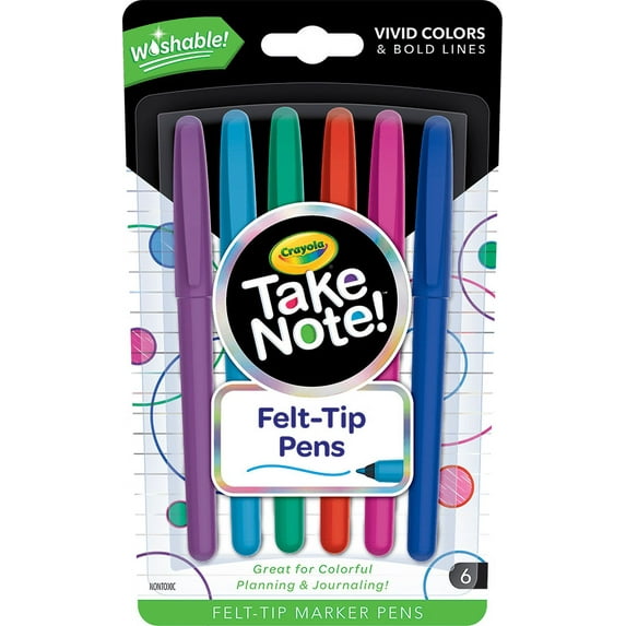 Crayola Take Note 6 Count Scented Washable Marker Pens, Assorted Colors