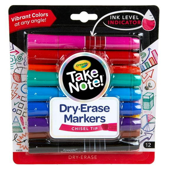 Crayola Take Note Dry Erase Markers, Various Colors, Office & School Supplies, 12 Count