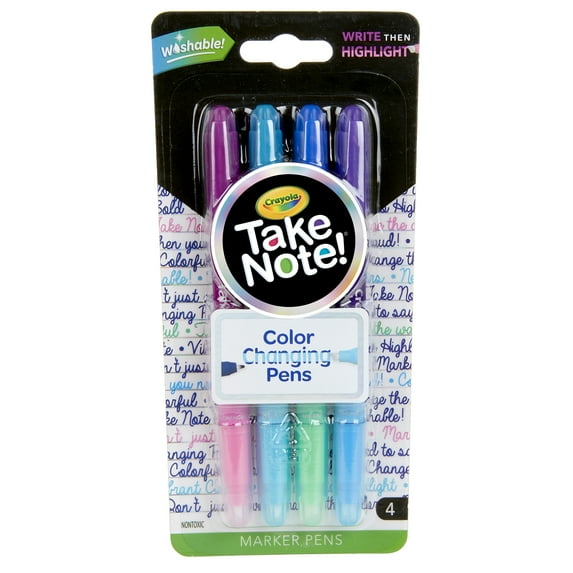 Crayola Take Note Dual-End Color Changing Pens, 4 Count