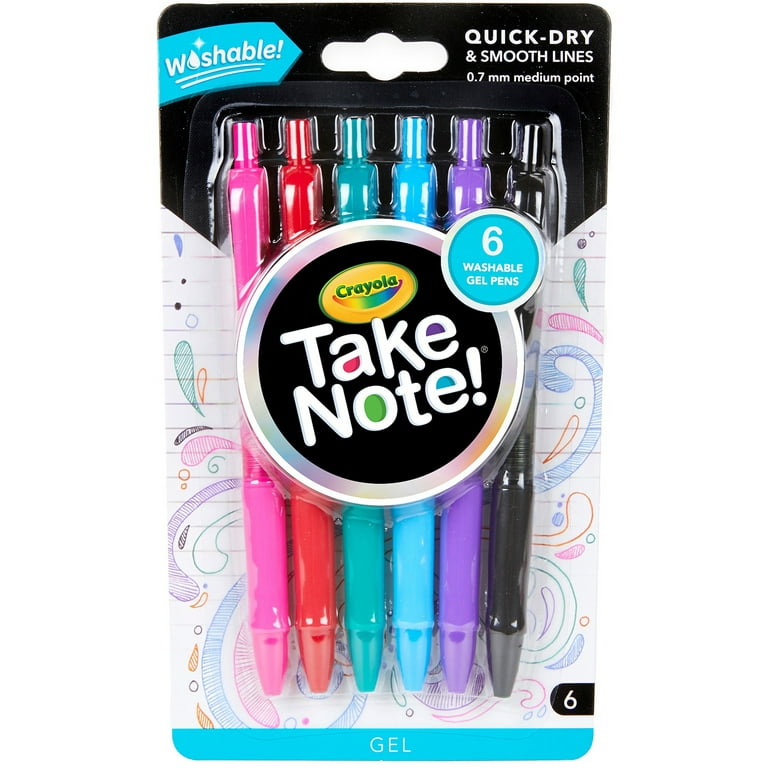 Take Note Washable Felt Tip Pens, 6 Count, Crayola.com