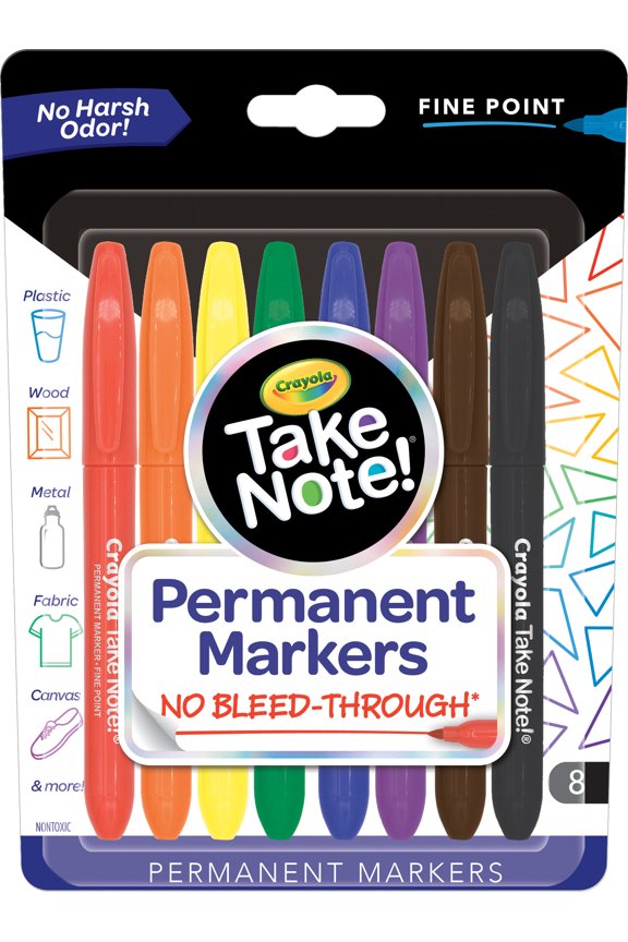 Take Note Permanent Markers, 8 Count Assorted Colors