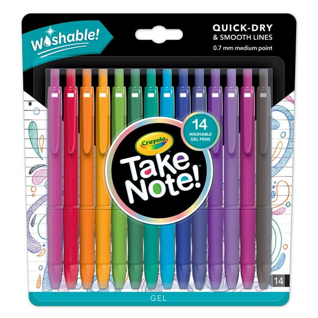 Crayola Take Note! Washable Gel Pen Set, 14 Count