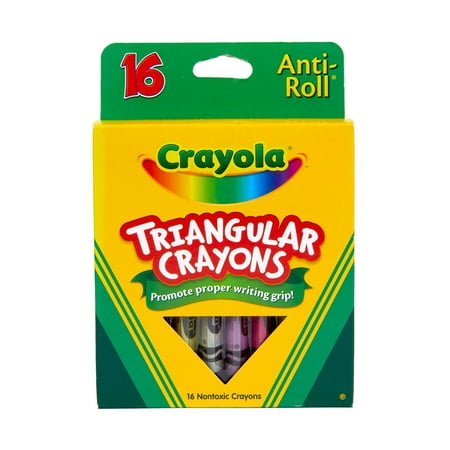 Crayola Triangular Crayon Set, 16 Ct, Preschool Supplies, Adaptive Art Tools, Toddler Coloring Supplies, Gifts for Kids, Ages 3+