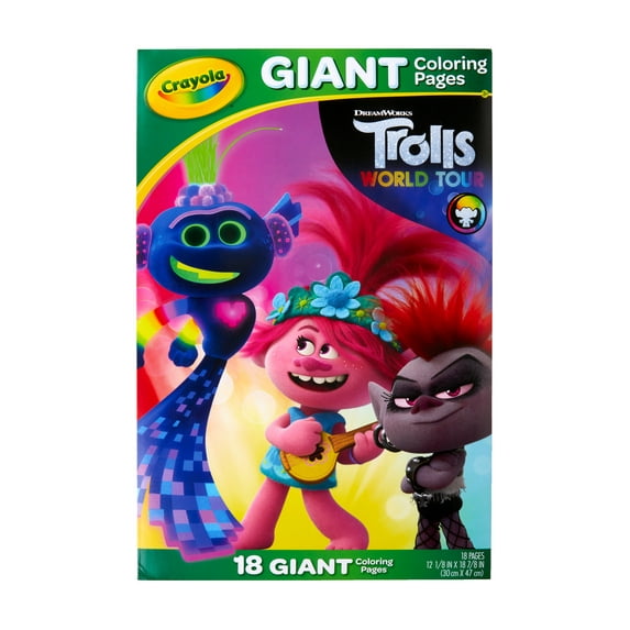 Crayola Trolls 2 Giant Coloring Pages, Trolls Gift for Kids, 18 Pages
