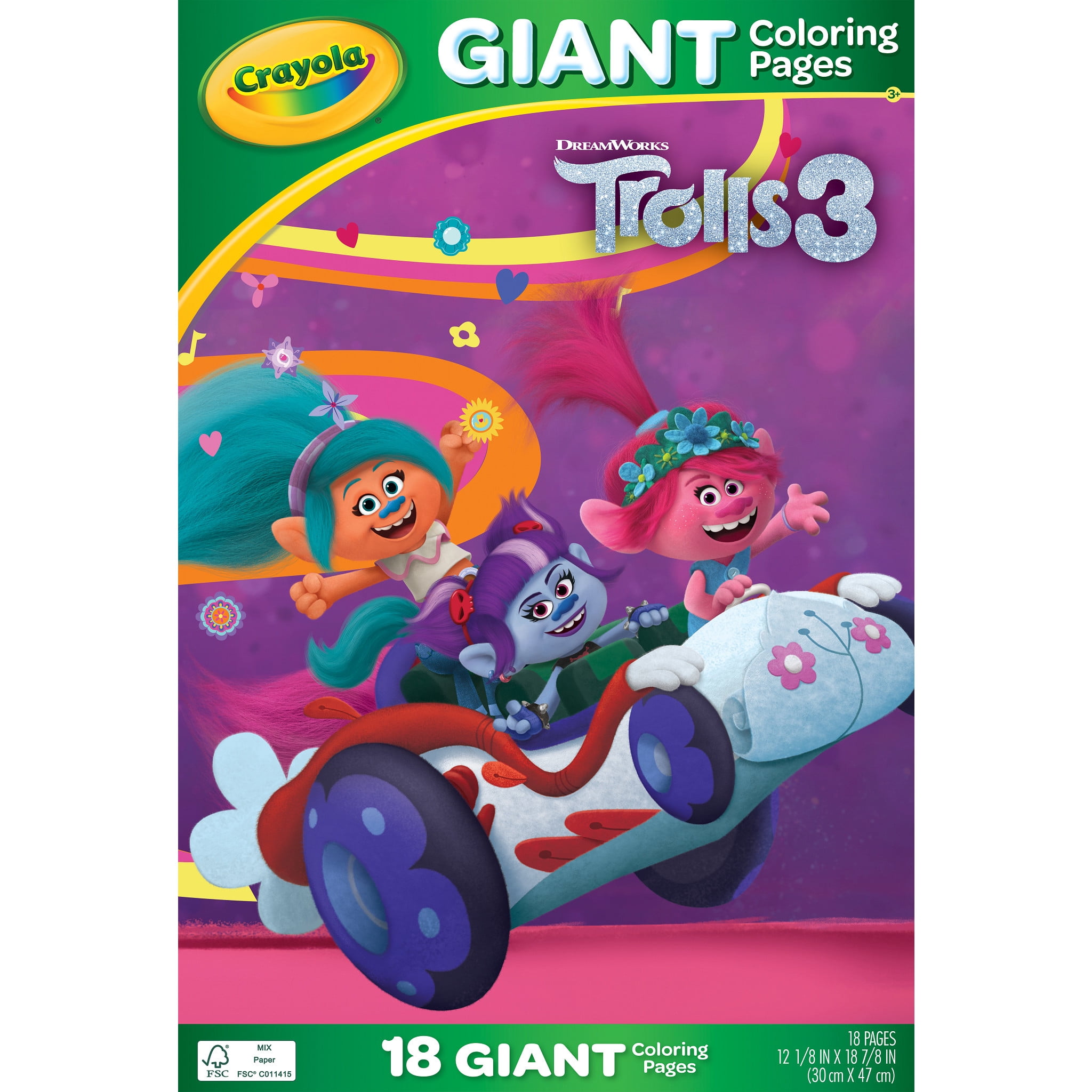 Crayola Trolls Band Together Giant Coloring Pages, 18 Pages, Coloring Supplies, Gifts for Kids