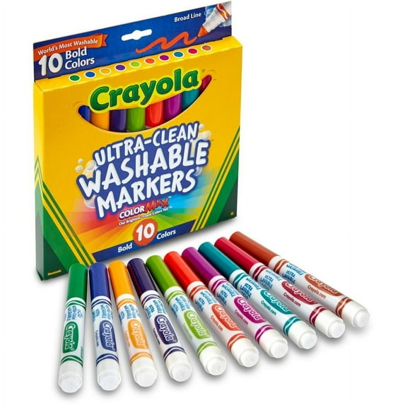 Crayola Tropical Colors Pack Washable Markers - Broad Marker Point - Conical Marker Point Style - Red, Orange Circuit, Laser Lemon, Electric Lime, Gra | Bundle of 2 Packs